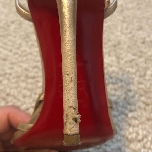 Christian Louboutin Gold Strappy Sandals Size 38 - Picture 5 of 9